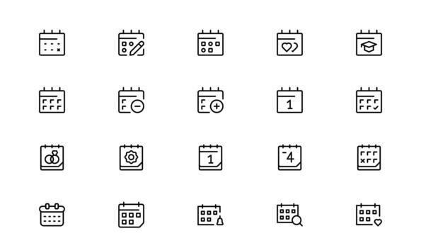 Calendar and Schedule LineMinimal Calendar and Schedule Line Icons Featuring Time Planning, Organization, and Productivity Design Elements vector