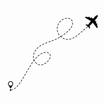 Plane navigation route for tracking systems. vector