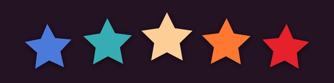 Retro 5 star icon. Customer feedback concept. Five 5 token points stars rating review. Quality shape design. vector
