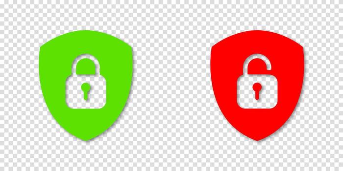 proteger íconos con un verde bloqueado candado y rojo desbloqueado candado esta seguridad clipart ilustración trabajos bien para sitios web y móvil aplicaciones compartiendo seguridad información vector