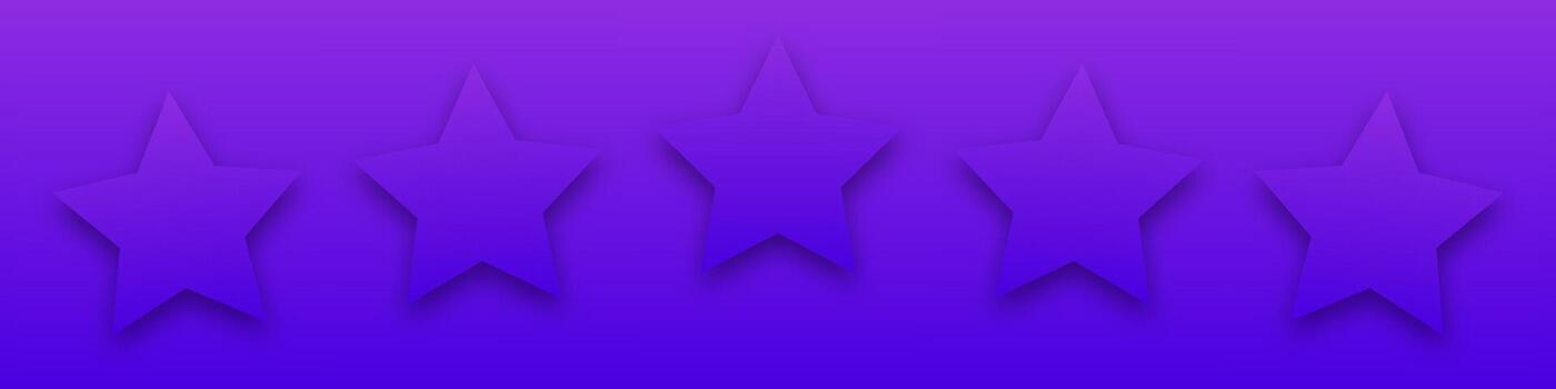 A violet five star icon representing customer feedback and review ratings. This quality design features five token points stars for rating purposes. vector