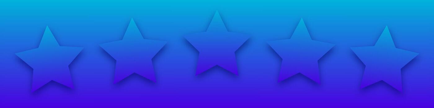A set of five blue stars for customer ratings and feedback reviews. This quality icon design represents token points in a review system. vector