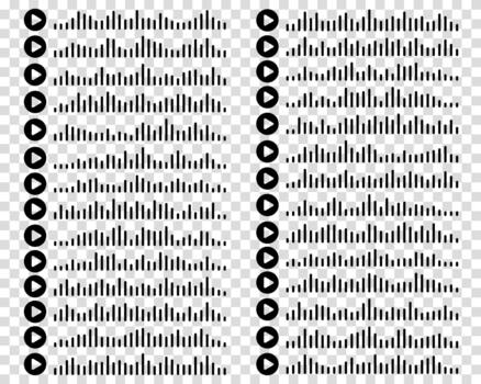 A collection of sound wave icons for music, podcasts, and voice messages. This set features audio symbols for songs and recordings. vector