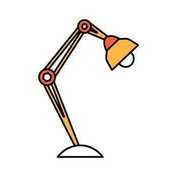 A simple clipart icon of a table lamp in a flat, cartoon style. This outline drawing of a reading light is clean and versatile. vector