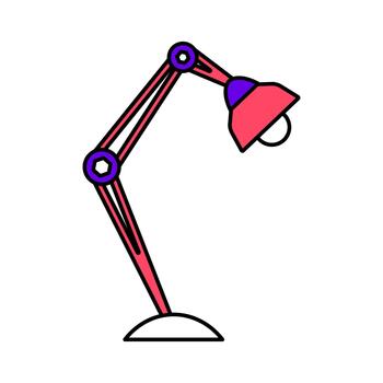 A flat outline icon of a table desk lamp. This reading light is drawn in a playful cartoon style, perfect for clipart use. vector