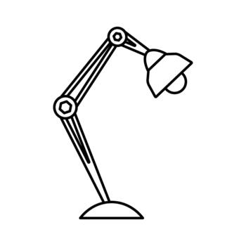 A table desk lamp in a flat outline style. This reading light is designed in a friendly cartoon manner, perfect for use as a clipart icon. vector