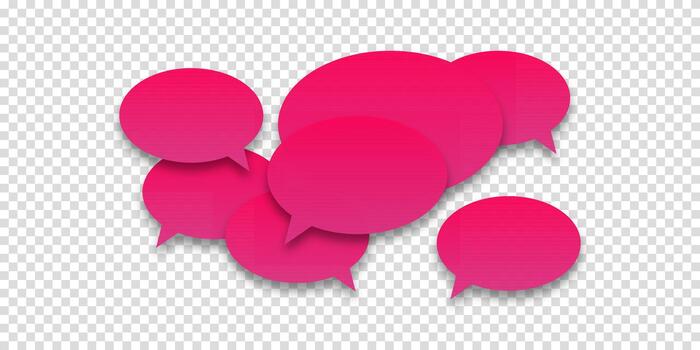 Purple speech bubbles for a communication concept on a white background. This business network visualization shows people exchanging ideas with an emphasis on English communication. vector