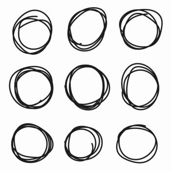 Circular hand drawing set featuring line sketch ovals and scribble round doodle circles vector