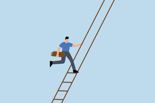 Build ladder of success, businessman build ladder of success to climb up vector