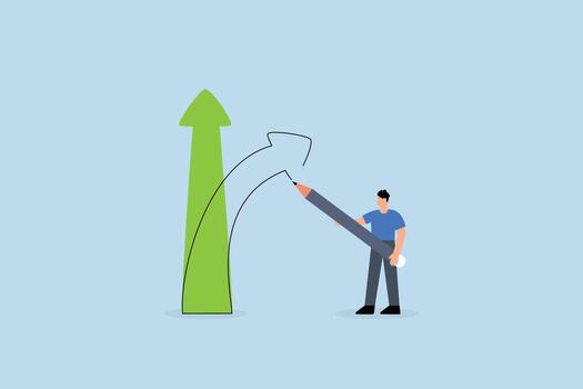 Change direction, businessman draw new arrow metaphor of change direction vector