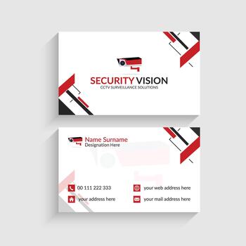 Security Vision Business Card Design. A modern and professional business card design, featuring a sleek layout with a security camera icon. vector