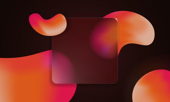 Stylish red burgundy glassmorphism background with glowing blur and matte surface. Trendy modern glass morphism concept for UI, summer poster, or digital app. vector