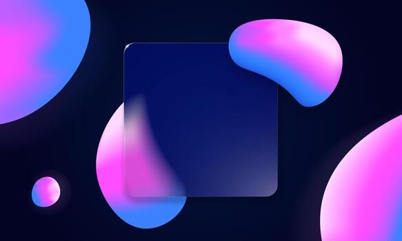 Sleek purple blue glassmorphism interface with soft light, frosted bubbles, and glossy gradient. Glass morphism futuristic tech banner or app design. vector