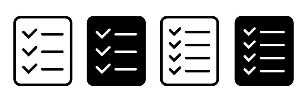 Checklist Icon Set - Task List and To-Do Symbols, Productivity and Organization Sign Collection. vector