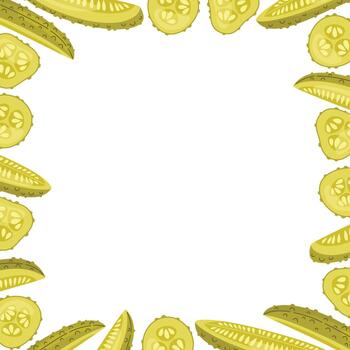 Pickled Cucumbers and Slices Square Frame vector