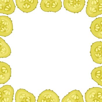 Cucumbers Pickles Slices Square Frame vector