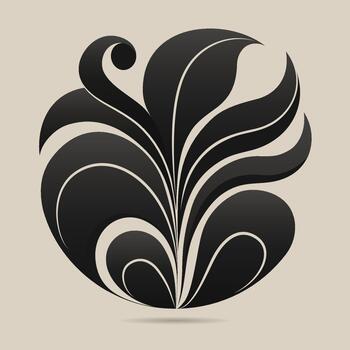 resumen negro botánico forma en beige antecedentes. moderno resumen ilustración presentando un estilizado botánico diseño con fluido, hoja como curvas vector