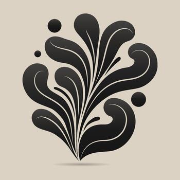 resumen negro botánico diseño en beige antecedentes. moderno resumen ilustración presentando un fluido botánico forma con elegante curvas y puntos vector