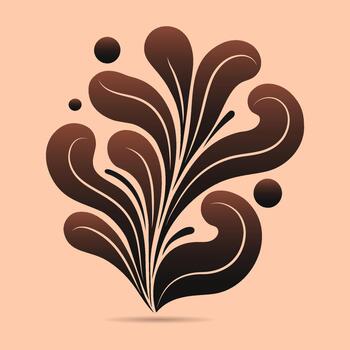 Abstract Brown Botanical Shape, mocha mousse colors. Modern abstract illustration featuring a stylized botanical design with flowing, leaf-like curves vector