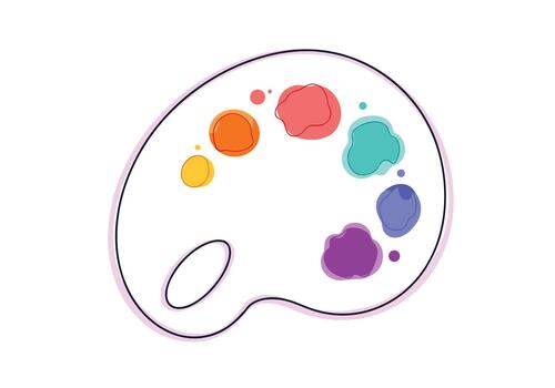 A colorful artist's palette with various paint blobs arranged in a circular pattern, representing creativity and artistic expression. vector