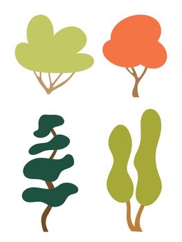 Tree set. Wood with leaf natural collection in flat style. Tree simple different logo and illustration design elements. vector