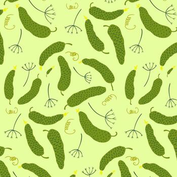 Seamless pattern with cucumbers. vector
