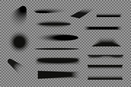 Set of realistic round shadow and shadow effect. Poster, design, business card, banner shadow collection. vector
