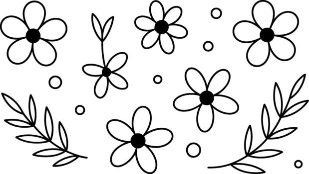 Floral Pattern Background with Simple Flowers and Leaves Design Element vector