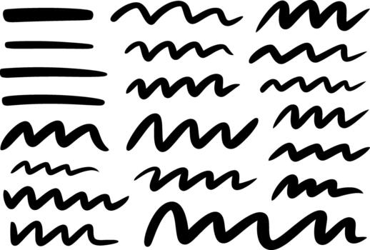 Hand drawn marker strokes and scribbles design elements collection vector