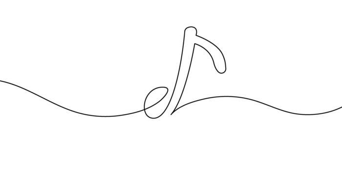 Continuous one line drawing of abstract music notes background. Minimalist linear illustration of melody and rhythm. Perfect for music design, posters, animation, and creative projects. vector