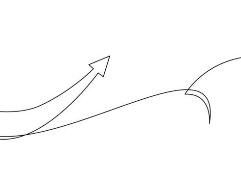 Continuous one line drawing of an upward growth arrow. Minimalist illustration symbolizing business success, progress, development, and financial growth. vector