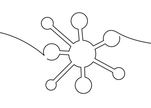 Continuous one line drawing of a connected business team. Simple doodle illustration showing nodes and links between people. Minimalist symbol for teamwork, networking, collaboration vector