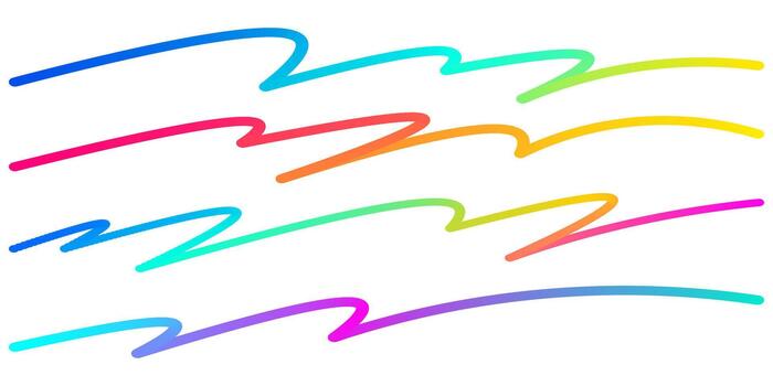 Wave-shaped gradient continuous lines on a white background. Smooth swirling curves and 3D ribbon-like elements create vector