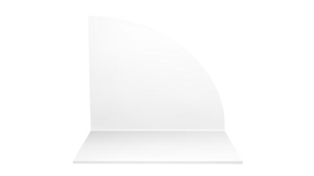 Room booth stand corner 3d mockup with empty white box wall and floor section inside. Mock up interior for showroom store realistic setup or trade exhibition. Open display blank render on background vector