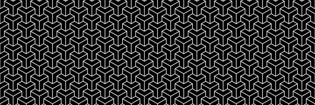 horizontal sin costura negro y blanco hexágono bloquear modelo para diseño y antecedentes. vector