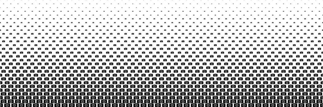 horizontal negro trama de semitonos de cámara icono diseño en blanco para modelo y antecedentes. vector
