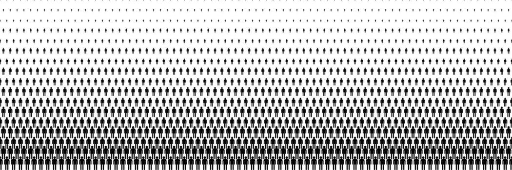 horizontal black halftone of man icon on white for pattern and background. vector