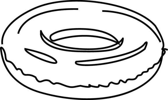 Simple donut illustration with frosting outline on a white background minimalist style vector