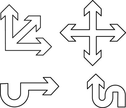Abstract arrows pointing in different directions on a white background symbolizing choices vector