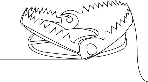 Menacing bear trap poised in a stark white setting symbolizing danger and entrapment vector