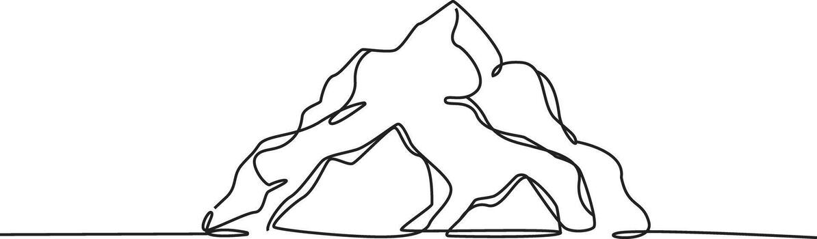 Minimalist mountain peak drawing in continuous line art style on white background vector