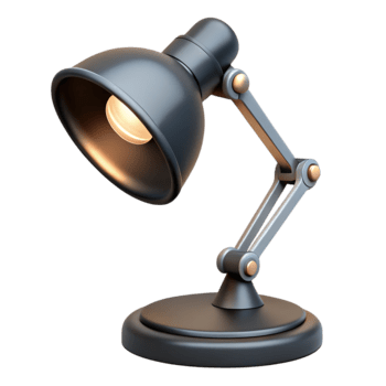 elegante nero regolabile scrivania lampada 3d rendere, getto un' caldo raggiante luce. un' contemporaneo e funzionale oggetto ideale per moderno spazi di lavoro, casa uffici, e studia le zone png