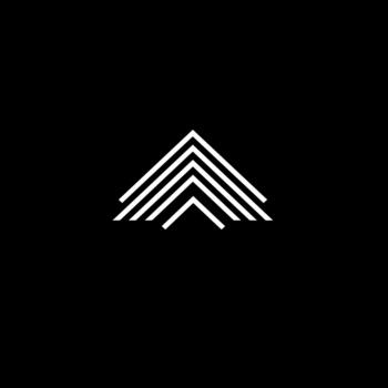 Abstract upward-pointing geometric shapes forming a layered chevron pattern on a black background, representing growth and progress vector