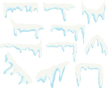 Icicles and Dripping Ice Elements, Dripping Ice and Icicles vector