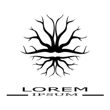 Elegant symmetrical tree branches and roots symbol for growth and connection vector