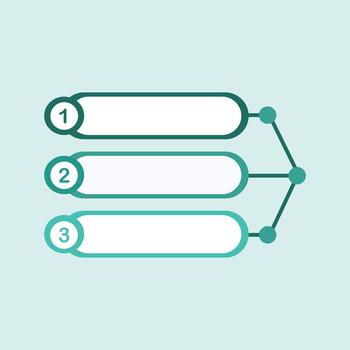 Minimalist three-step infographic layout with numbered labels and connecting lines, ideal for workflow, business, and presentation design. vector