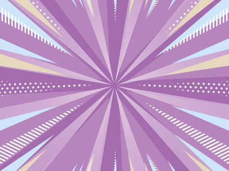 Purple and Blue Radial Starburst Pop Art Background with Dots and Dashed Lines vector