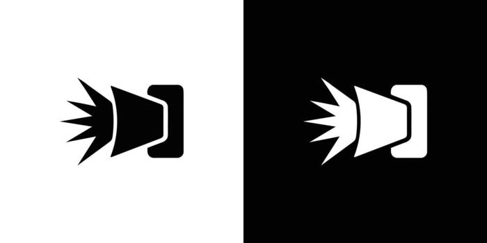 Bicolor featuring stylized cone shape with ray burst emanating from a bracket vector