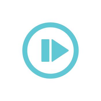 Aqua Play Button with Stop Icon Inside, Centered on White Background vector