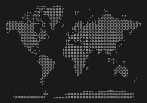World map in star outline pattern shape. Star shape line art dotted pattern world map. Map design in a star line art. Digital cartography and infographic design representing the universe vector
